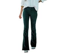 Pantalon en velours côtelé pour femme - Coupe Bootcut - Taille haute - Noir - Coupe ajustée - Pantalon long en velours côtelé - Pantalon droit - Pantalon stretch Boyfriend - Pantalon de loisirs -