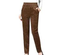 Pantalon en velours côtelé pour femme - Taille haute - Doublure en polaire - Pantalon thermique épais - Pantalon d'hiver - Pantalon chino - Coupe droite - Pantalon de relaxation - Pantalon de travail