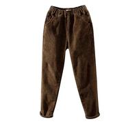 Pantalon en velours côtelé pour femme - Taille haute - Pantalon thermique avec poche - Pantalon de jogging épais et chaud - Pantalon d'hiver - Pantalon de fitness en velours côtelé - Pantalon de sport