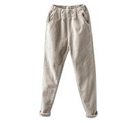 Pantalon en velours côtelé pour femme - Taille haute - Pantalon thermique avec poche - Pantalon de jogging épais et chaud - Pantalon d'hiver - Pantalon de fitness en velours côtelé - Pantalon de sport