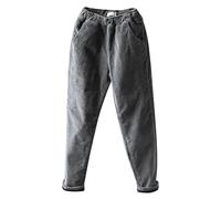 Pantalon en velours côtelé pour femme - Taille haute - Pantalon thermique avec poche - Pantalon de jogging épais et chaud - Pantalon d'hiver - Pantalon de fitness en velours côtelé - Pantalon de sport