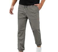 Pantalon en velours côtelé pour homme - Taille élastique - Cordon de serrage - Confortable - Jambe droite - Pantalon de stade avec poches, gris, 27-32
