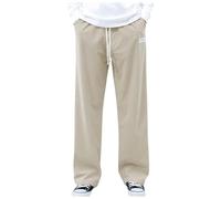 Pantalon En Velours Côtelé Pour Hommes, Couleur Unie, Cordon De Serrage, Jambes Larges, Décontracté, Tendance D'affaires, Confortable, Ample Portefeuilles Hommes，Pantalon Baggy Homme (Beige, S)