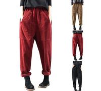 Pantalon en Velours Côtelé Stretch pour Femme - Jogging en Coton, Sarouel d'Hiver Décontracté, Pantalon de Loisirs et de Course