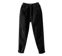 Pantalon en velours côtelé stretch pour femme - Taille haute - Pantalon thermique avec poche moelleuse - Pantalon de jogging épais et chaud - Pantalon d'hiver - Pantalon de fitness - Pantalon de sport