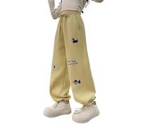 Pantalon Enfant Fille - Pantalon de Jogging décontracté pour Filles, Taille élastique, Coupe Ample, Jambes Larges, idéal pour Les Jeux en extérieur et Le Quotidien. Tissu Doux et Confortable.