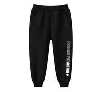 Pantalon Enfant Garcon 10 Ans - De en Polaire pour Garçon avec Imprimé Lettre De Sport Confortable pour S Tout-Petits Jeunes S De Survêtement Chauds Et Décontractés (Black 5-6 Years)