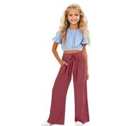 Pantalon Enfant, Pantalon Large pour Filles, Coupe Ample et décontractée, en Tissu Doux et Extensible, idéal pour Jouer et Aller à l'école.