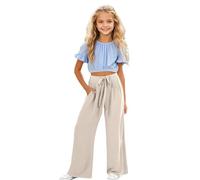 Pantalon Enfant, Pantalon Large pour Filles, Coupe Ample et décontractée, en Tissu Doux et Extensible, idéal pour Jouer et Aller à l'école.
