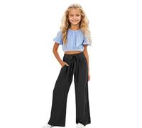 Pantalon Enfant, Pantalon Large pour Filles, Coupe Ample et décontractée, en Tissu Doux et Extensible, idéal pour Jouer et Aller à l'école.