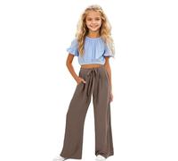 Pantalon Enfant, Pantalon Large pour Filles, Coupe Ample et décontractée, en Tissu Doux et Extensible, idéal pour Jouer et Aller à l'école.