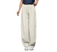 Pantalon et Elegant Élastique Jogging Pantalon décontracté Femme élastique Coupe Ample Confortable Quotidien Large Pure Saison Printemps été (Beige, L)