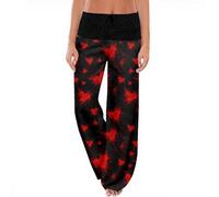 Pantalon et Elegant Élastique Jogging Pantalon Long Femme Haute décontracté imprimé Halloween Pyjama Lacets pour Nuits d’ Automne Tendance (Black, S)