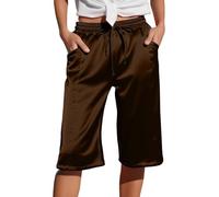 Pantalon Ete Femme Leger Fluide 3/4,Pantalon DéContracté Taille Mi-Haute pour Femme Coupe AjustéE Couleur Unie Confortable Et LéGer IdéAl Quotidien