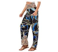 Pantalon Été Femme Leger Large Tenue Africaine Yogi Serres-Taille Vêtements Jupe Culotte 7/8 Fluide Baggy Noir Yoga Portefeuille Ample Sarouel Grande Taille De Plage Hippie Ete Detente