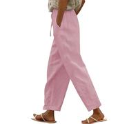 Pantalon Ete Femme Taille Elastique Couleur Pure Pantalon Femme Grande Taille Cordon De Serrage Ajustable avec Poches Respirante Pantalons De Sport Casual Léger Et Mince Polyvalent Ample Confort