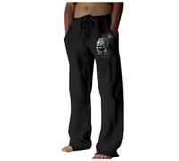 Pantalon Ete Homme LéGer Fluide,Pantalon d'affaires Quatre Saisons, Mode DéContractéE NuméRique 3D, Jambe Droite, Style Six (Black, L)