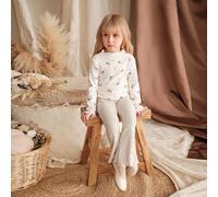 Pantalon évasé à taille élastique avec nœud en tricot doux pour jeunes filles, leggings en coton pour filles, leggings avec nœud papillon pour bébé/tout-petit/jeune fille, leggings côtelés avec nœud, 