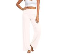 Pantalon évasé basse élégant et confortable pour un usage quotidien décontracté sans détails techniques superflus coupe fluide et ceinture extensible parfait pour le bureau et les loisirs (White, XL)