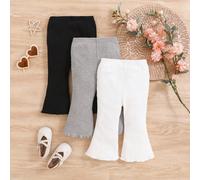 Pantalon évasé casual à bord côtelé et à volant pour bébé fille, couleur unie, chic pour l'automne/l'hiver 6-9M,9-12M,12-18M,18-24M,2-3YUnicoloreÉtoffe