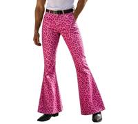 Pantalon évasé décontracté à imprimé léopard coupe inspirée du streetwear parfait pour un urbain quotidien ou une soirée tendance confectionné dans un tissu sans élasticité idéal avec un t-shirt (L)