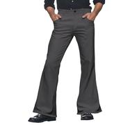 Pantalon évasé des années 70 pour homme - Pantalon stretch - Costume disco - Costume de carnaval - Tenue hippie rochers - Pantalon bootcut - Pantalon cloche - Coupe droite - Pantalon quotidien, gris