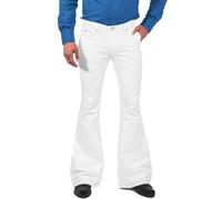Pantalon évasé des années 70 pour homme - Style disco - Pantalon de loisirs rétro stretch - Costume disco - Pantalon pour carnaval, hippie - Vêtement pour homme - Vintage, Blanc., XL