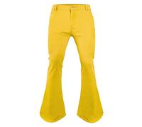 Pantalon évasé disco des années 70 pour homme, tenue années 60 et 70 pour homme, jean vintage à bas cloche pour homme, jaune, 30 W