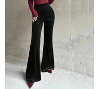 Pantalon évasé en velours taille haute élégant et polyvalent pour femmes, coupe slim, couleur rouge vin, convient pour l'automne/l'hiver, l'aéroport, l'enseignement, le bureau, l'automne douillet, Noë