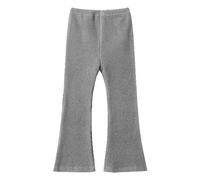 Pantalon évasé Fille en Tricot Côtelé Taille élastique Legging à Volants Legging Extensible Chaud et Confortable Pantalon Slim Flare Taille élastique pour Fille Automne Hiver (GY1, 6-7 Years)