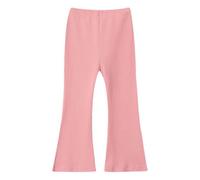 Pantalon évasé Fille en Tricot Côtelé Taille élastique Legging à Volants Legging Extensible Chaud et Confortable Pantalon Slim Flare Taille élastique pour Fille Automne Hiver (Red, 6-7 Years)