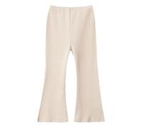 Pantalon évasé Fille en Tricot Côtelé Taille élastique Legging à Volants Legging Extensible Chaud et Confortable Pantalon Slim Flare Taille élastique pour Fille Automne Hiver (White, 3-4 Years)