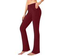 Pantalon évasé pour femme - Taille haute élastique - Bas cloche - Contrôle du ventre - Pantalon de levage de fesses - Grande taille - Jambe droite - Legging extensible pour course à pied, bordeaux, XL