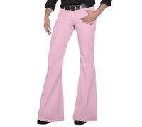 Pantalon évasé pour homme - Avec jambe évasée - Vintage - Punk - Avec poche - Stretch - Bas - Coupe hip hop - Style rétro des années 70 - Carnaval - Tenue disco, Rose, M