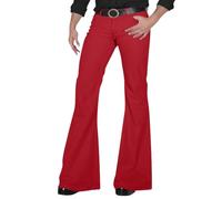 Pantalon évasé pour homme - Avec jambe évasée - Vintage - Punk - Avec poche - Stretch - Bas - Coupe hip hop - Style rétro des années 70 - Carnaval - Tenue disco, rouge, XL