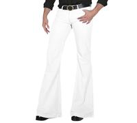 Pantalon évasé pour homme - Avec jambe évasée - Vintage - Punk - Avec poche - Stretch - Bas - Coupe hip hop - Style rétro des années 70 - Carnaval - Tenue disco, Blanc., S