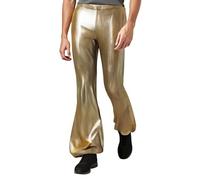 Pantalon évasé pour homme, brillant, métallisé, années 70, hippie, discothèque, en cuir synthétique, pantalon de danse, pantalon de jazz, pour carnaval, fête à thème, effet mouillé, pantalon évasé