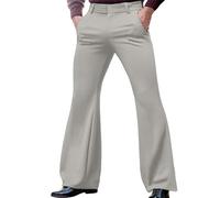 Pantalon évasé pour homme des années 70 - Pantalon disco pour homme - Pantalon de danse élégant - Pantalon de survêtement décontracté - Couleur unie - Pantalon de travail léger - Coupe ample