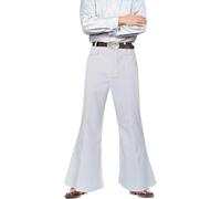 Pantalon évasé pour homme des années 70 - Tenue disco - Pantalon long latin, rumba, jazz, vêtements de danse, pantalon évasé, extensible, jambe large, pantalon chino élégant et vintage, O blanc., L