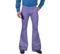 Pantalon évasé pour homme style années 70 - Style rétro - Disco - Denim - Coupe ajustée - Costume des années 60, violet, XL