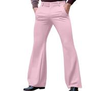 Pantalon évasé pour homme, style disco des années 70, pantalon de costume pour homme, coupe ajustée, pantalon d'affaires, pantalon léger, couleur unie, pantalon de travail, pantalon en tissu classique
