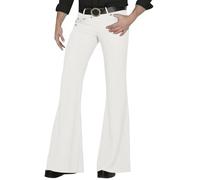 Pantalon évasé pour homme - Tenue disco des années 70 - Pantalon de loisirs - Taille haute - Pantalon chino vintage - Pantalon pour homme - Pantalon décontracté - Coupe classique, Blanc., L