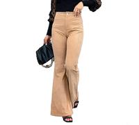 Pantalon évasé vintage, taille élastique, pantalon cloche, look rétro, poches arrière (XXL kaki)