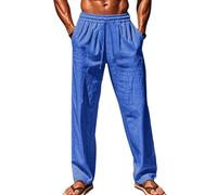 Pantalon Extensible Homme, Pantalon Ample en Coton Et Lin Uni pour Homme Style Décontracté Long Idéal pour La Plage avec Poches Confortable Et Respirant Ce en Lin Est Léger Parfait Le Sport Les