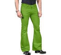 Pantalon Extensible pour Homme, Jean à Pattes d'éléphant, Style années 70, évasé, Jambe Large, Vert, Style rétro