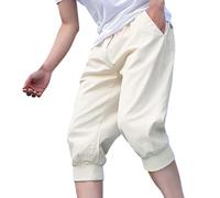 Pantalon extensible pour homme - Pantalon droit fin - Pantalon sept points - Pantalon d'été décontracté - Pantalon respirant pour homme, beige, 3XL