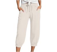 Pantalon Femme 7/8 Large Et DéContracté En Tissu Froissé Double Couche Style Tendance éTé 2025 Confortable Et éLéGant Pour Un Look Casual MatièRe Respirante IdéAl Pour Le Bureau Ou Les Sorties
