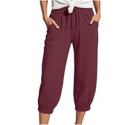 Pantalon Femme 7/8 Large Et DéContracté En Tissu Froissé Double Couche Style Tendance éTé 2025 Confortable Et éLéGant Pour Un Look Casual MatièRe Respirante IdéAl Pour Le Bureau Ou Les Sorties