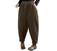 Pantalon Femme Automne Hiver Velours Large Harem Coupe Droite Décontractée Taille Élastique Style Casual Confortable pour Maison Sortie