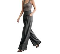 Pantalon Femme Casual Décontracté Large Taille Haute Fluide Coupe Ample Couleur Unie Style Simple Confortable pour Maison Sortie